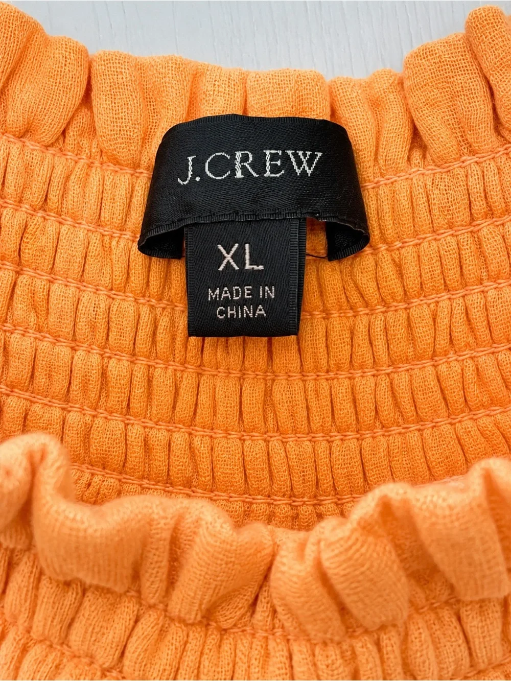 J. Crew Soft Tangerine 🍊 Gauze - Puff Sleeve Boho Top - Size L